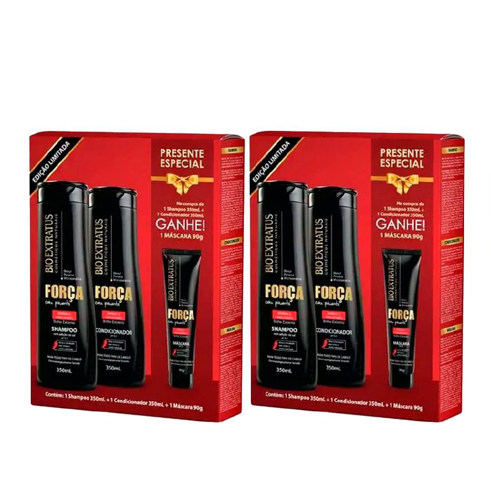 Kit Bio Extratus Força Com Pimenta Shampoo + Condicionador 350ml + Máscara 90g - 2 Unidades