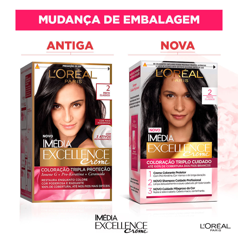 Kit Tintura Imédia Excellence L'Oréal Preto Classico 2