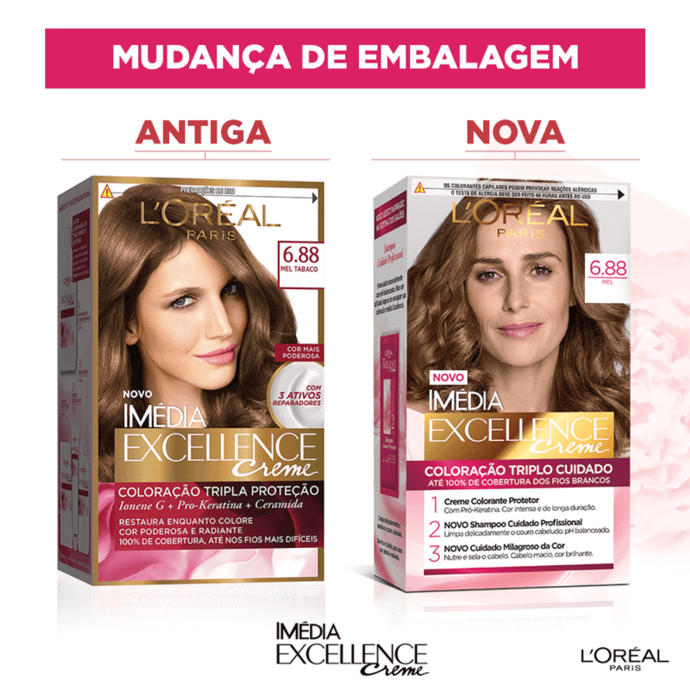 Kit Tintura Imédia Excellence L'Oréal Mel 6.88