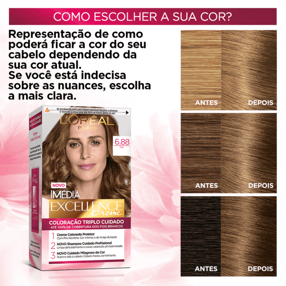 Kit Tintura Imédia Excellence L'Oréal Mel 6.88
