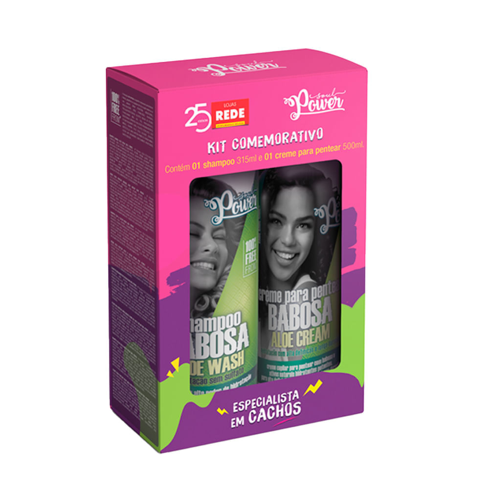 Kit Shampoo 315ml + Creme De Pentear 500ml Soul Power Babosa
