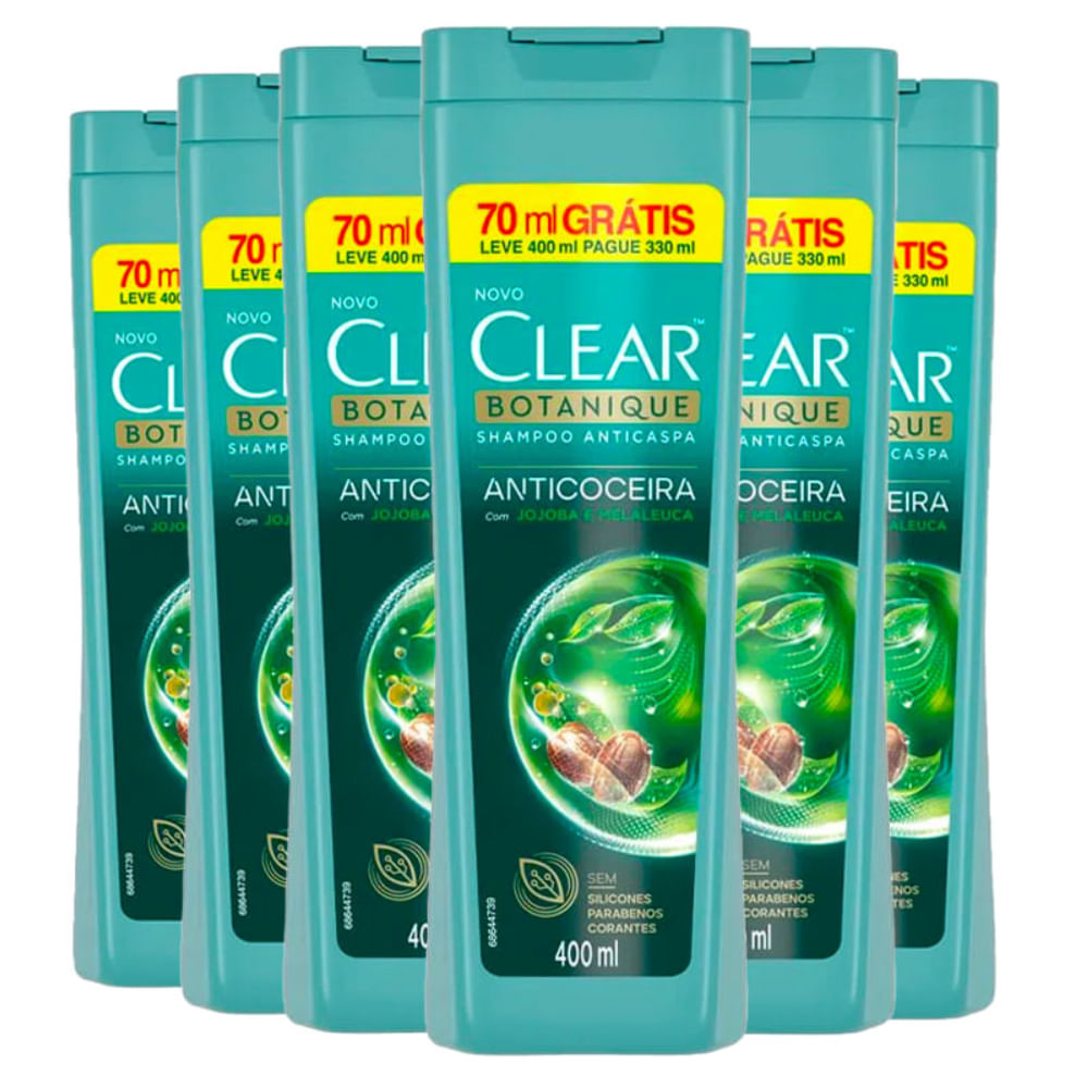 Kit Shampoo Clear Anticaspa Anticoceira Leve 400ml Pague 330ml 6 Unidades