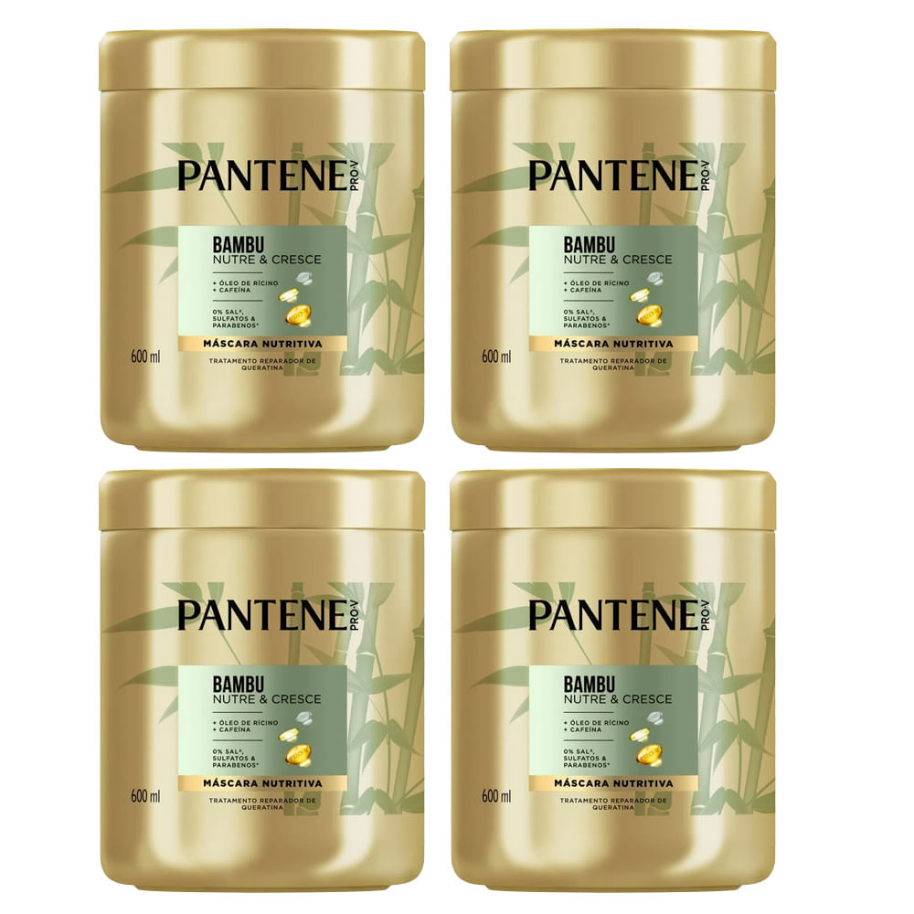Kit Máscara Capilar De Tratamento Pantene Bambu 600ml 4 Unidades