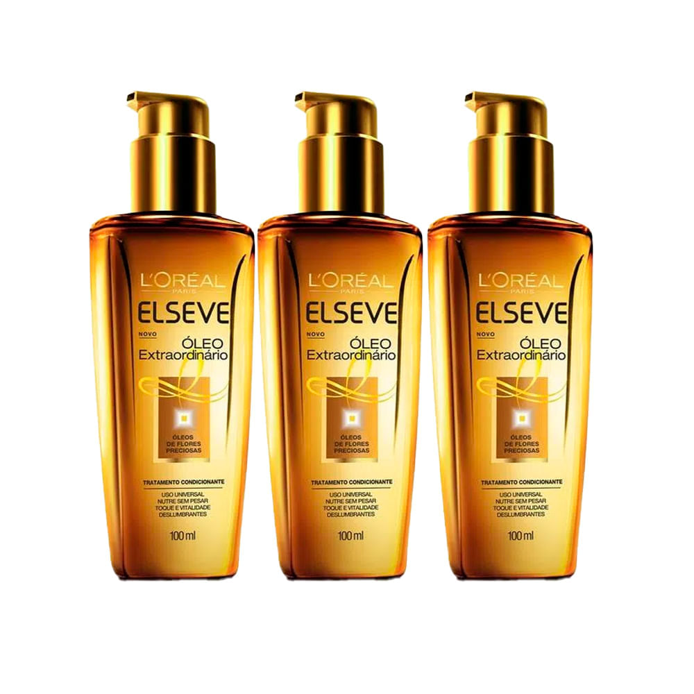 Kit Óleo Capilar Elseve Extraordinário 100ml 3 Unidades
