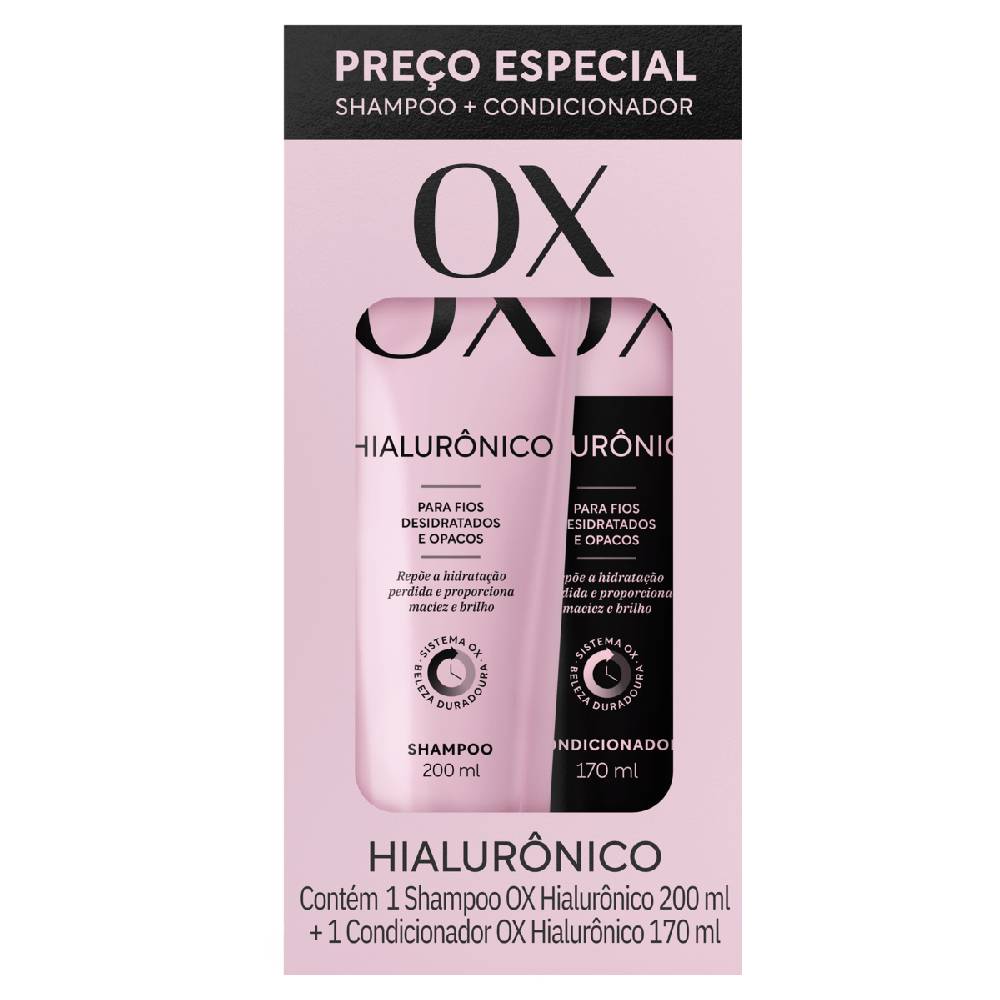 Kit Shampoo 200 Ml + Condicionador 170ml Ox Hialurônico