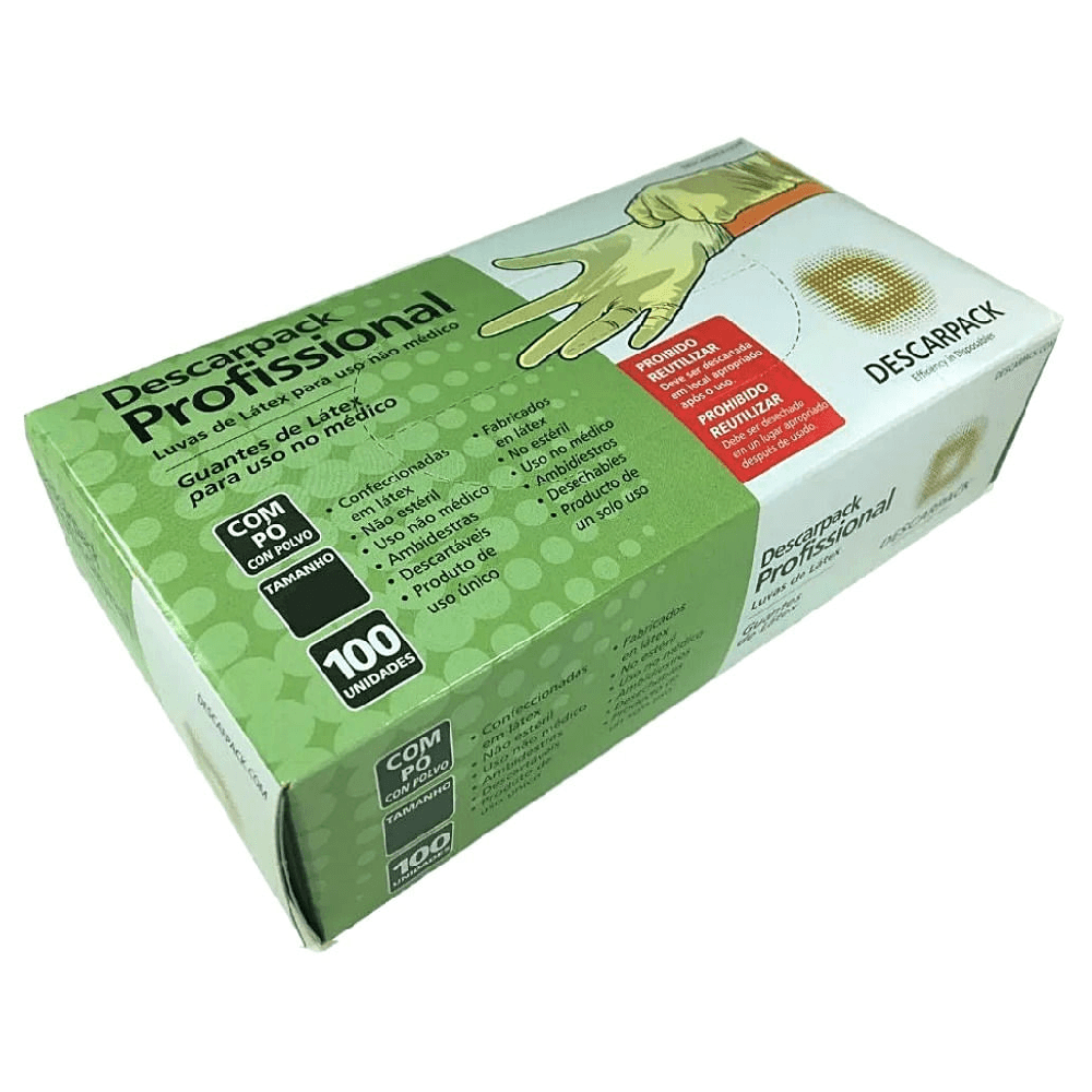Luva De Látex Profissional Descarpack Com Pó Tam M 100 Luvas