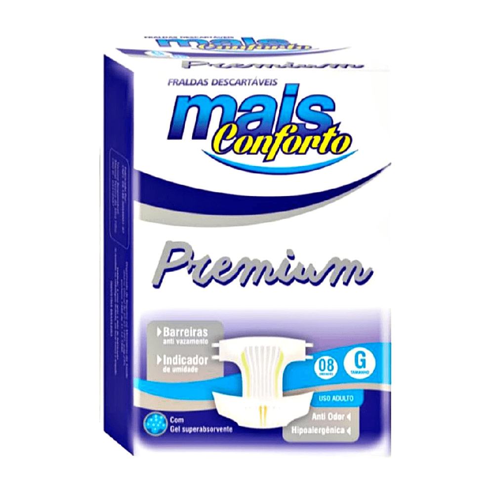 Fralda Geriátrica Mais Conforto Premium Tam G 08 fraldas