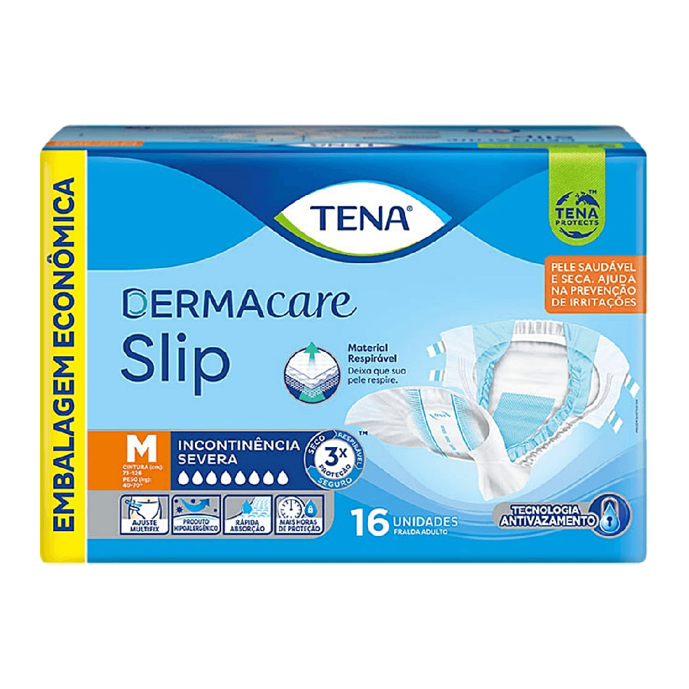 Fralda Geriátrica Tena Dermacare Slip Unissex Tam M 16 Fraldas