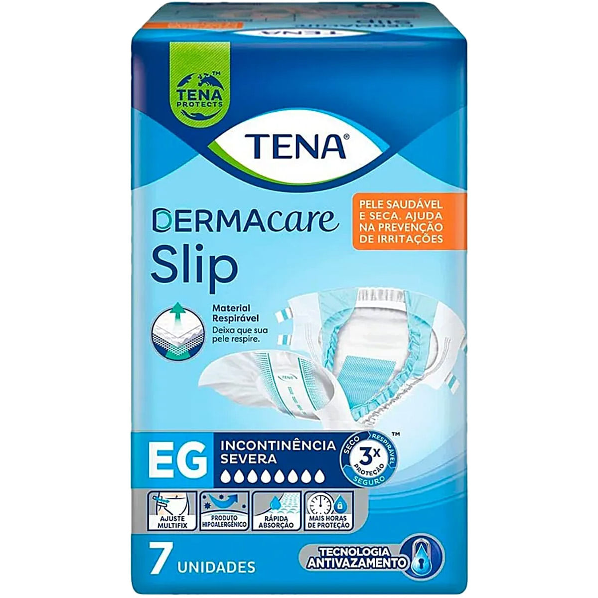 Fralda Geriátrica Tena Dermacare Slip Tamanho Eg Com 07 Unidades