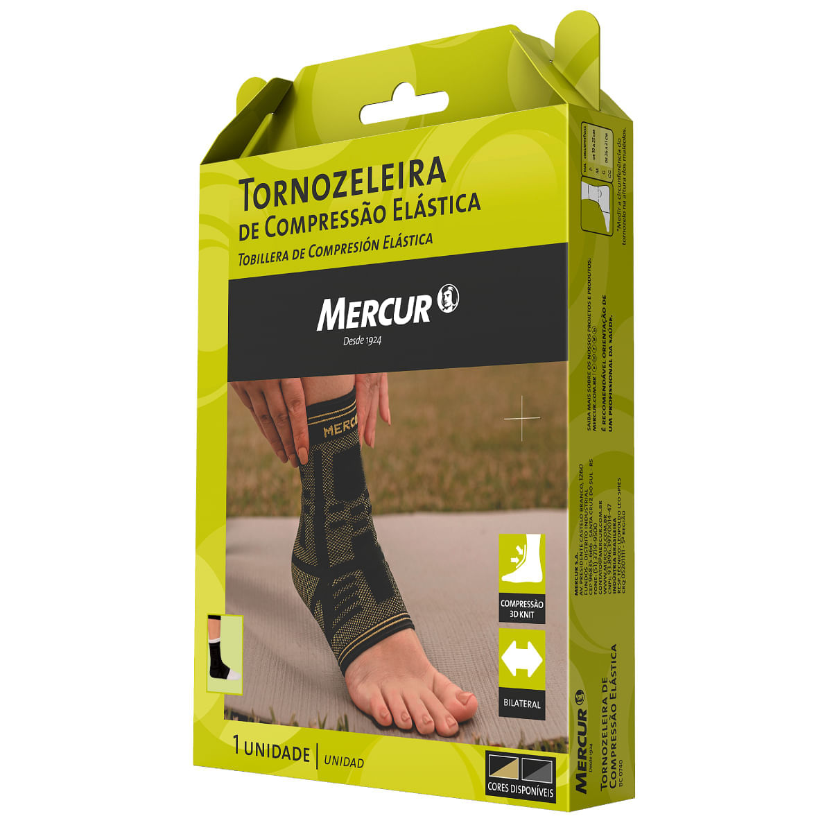 Tornozeleira de Compressão Elástica Mercur Preto/Verde Tamanho G/GG