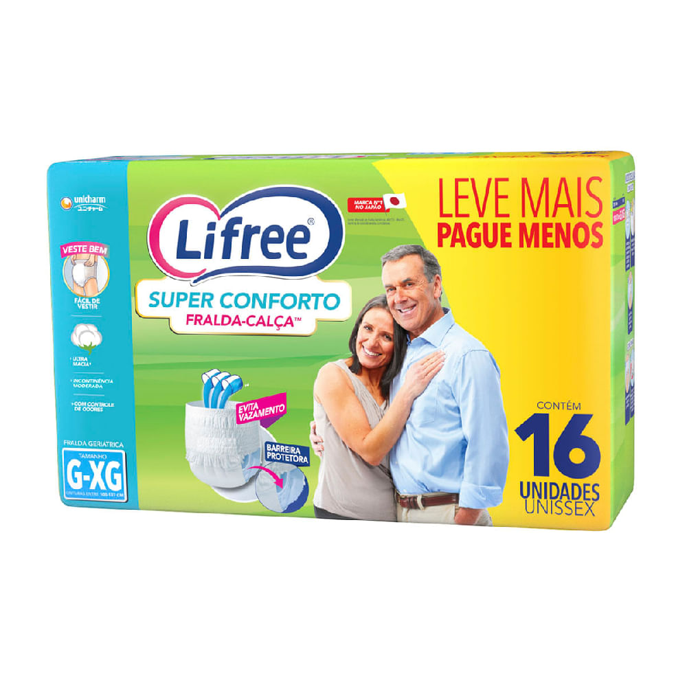 Fralda Calça Super Conforto Lifree  Tamanho G e XG Pacote Com 16 Fraldas