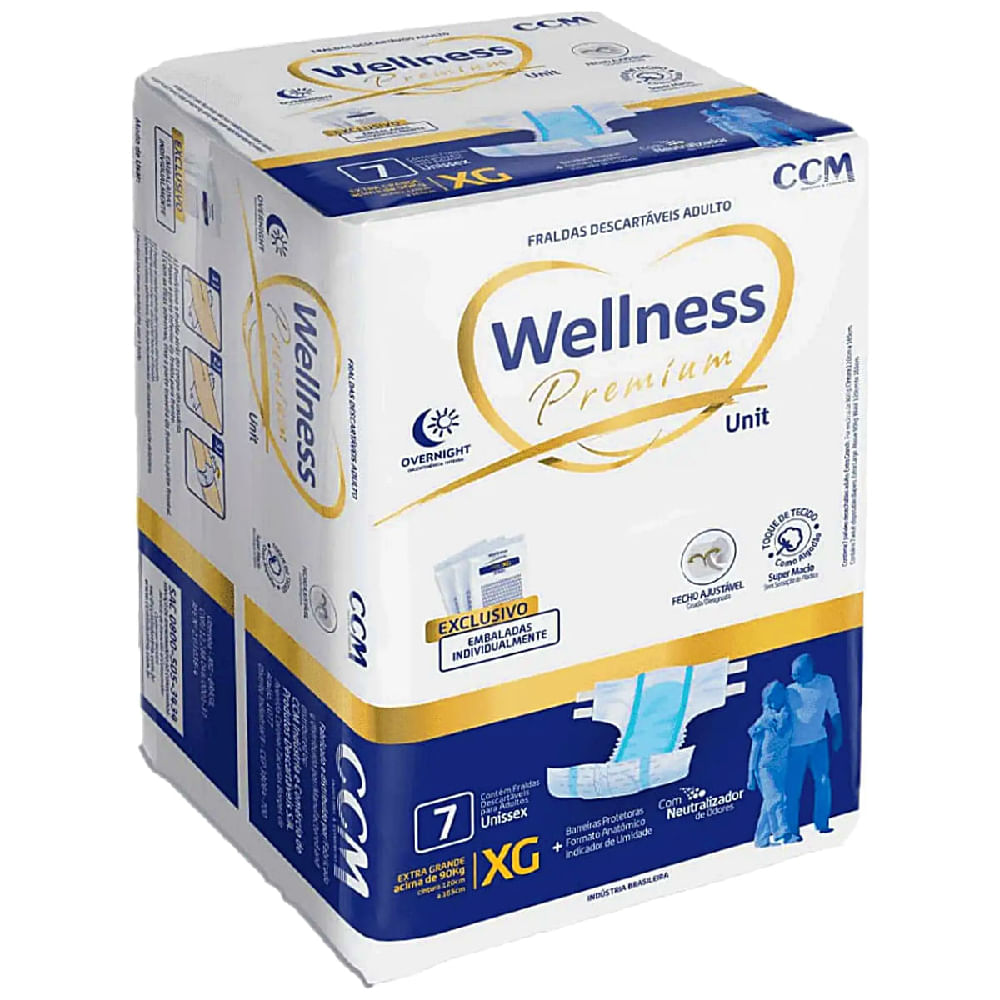 Fralda Geriátrica Wellness Premium  Tamanho Xg Pacote Com 07 Fraldas