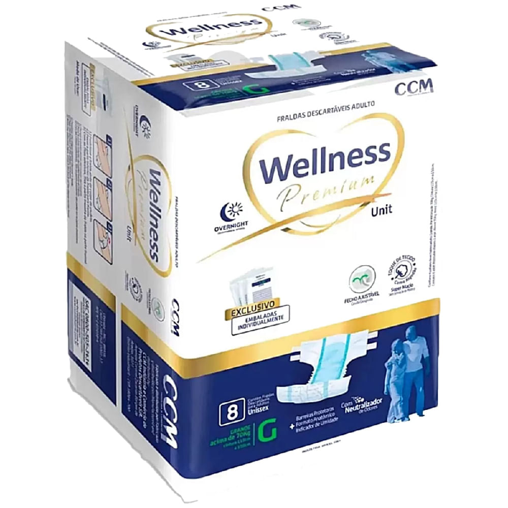 Fralda Geriátrica Wellness Premium  Tamanho G Pacote Com 08 Fraldas