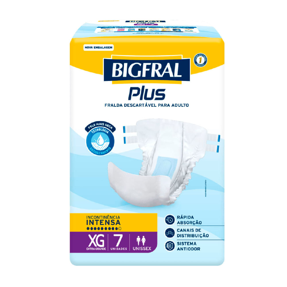 Fralda Geriátrica Plus Bigfral Tamanho XG Pacote com 7 Unidades