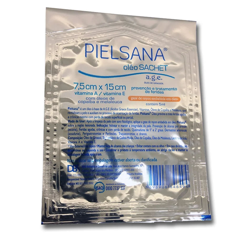 Pielsana Gaze Rayon Óleo AGE Sachê 7.5cmx15cm