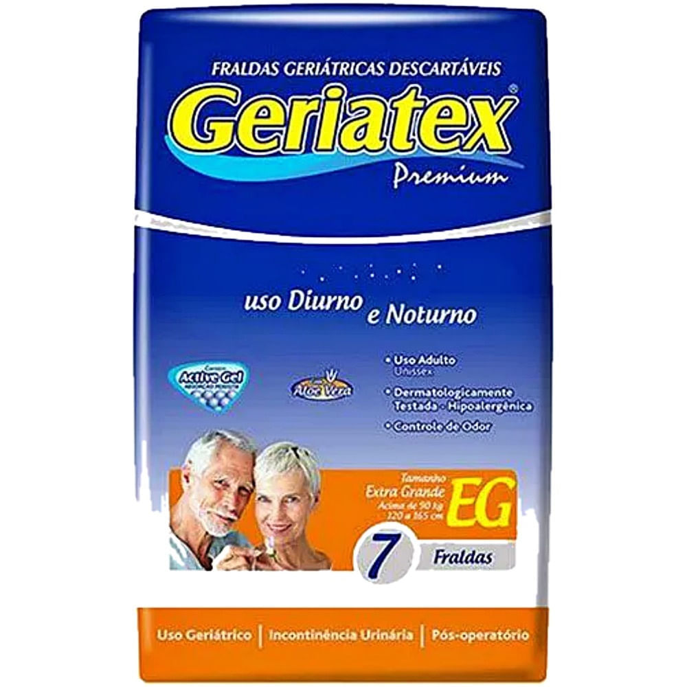 Fralda Geriátrica Geriatex Premium Noturna Tamanho Eg Pacote Com 07 Unidades