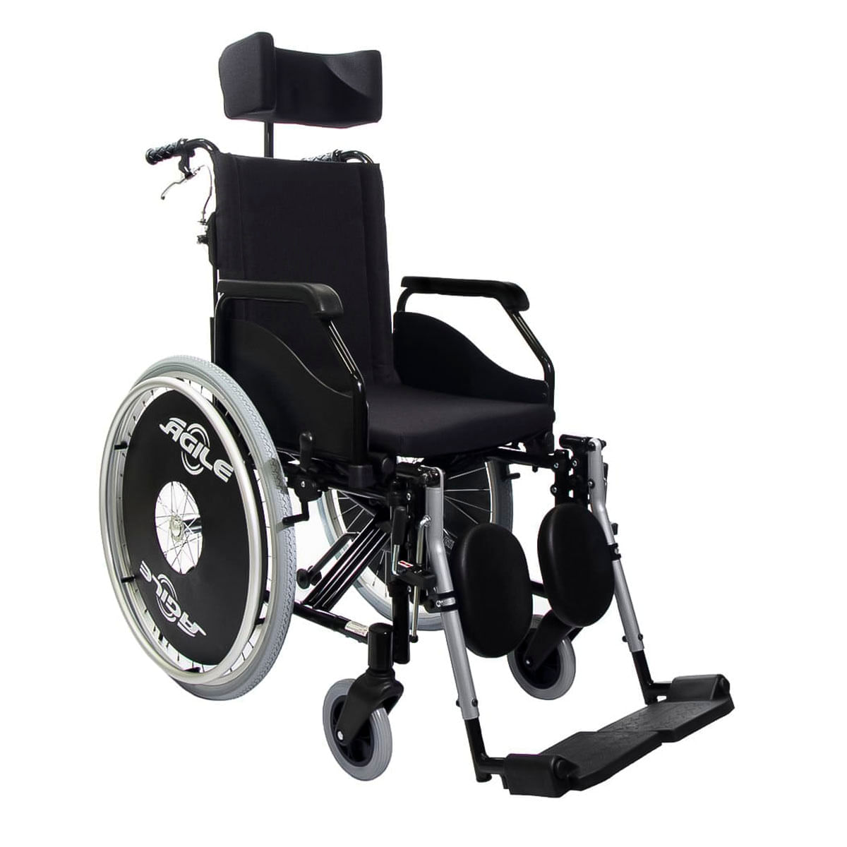 Cadeira de Rodas Ágile Reclinável Jaguaribe Cor Preta Tamanho 44cm