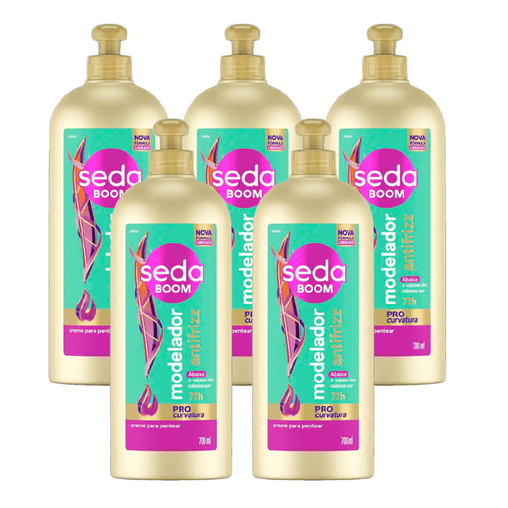 Kit 5 Cremes Para Pentear Seda Boom Pro Curvatura Antifrizz 700ml