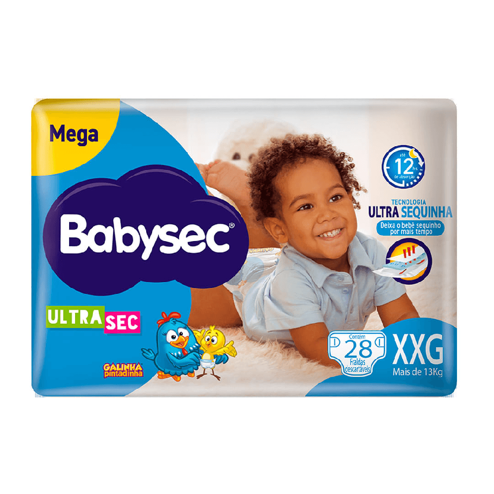 Fralda Descartável Babysec Ultra Mega XXG Com 28 Tiras