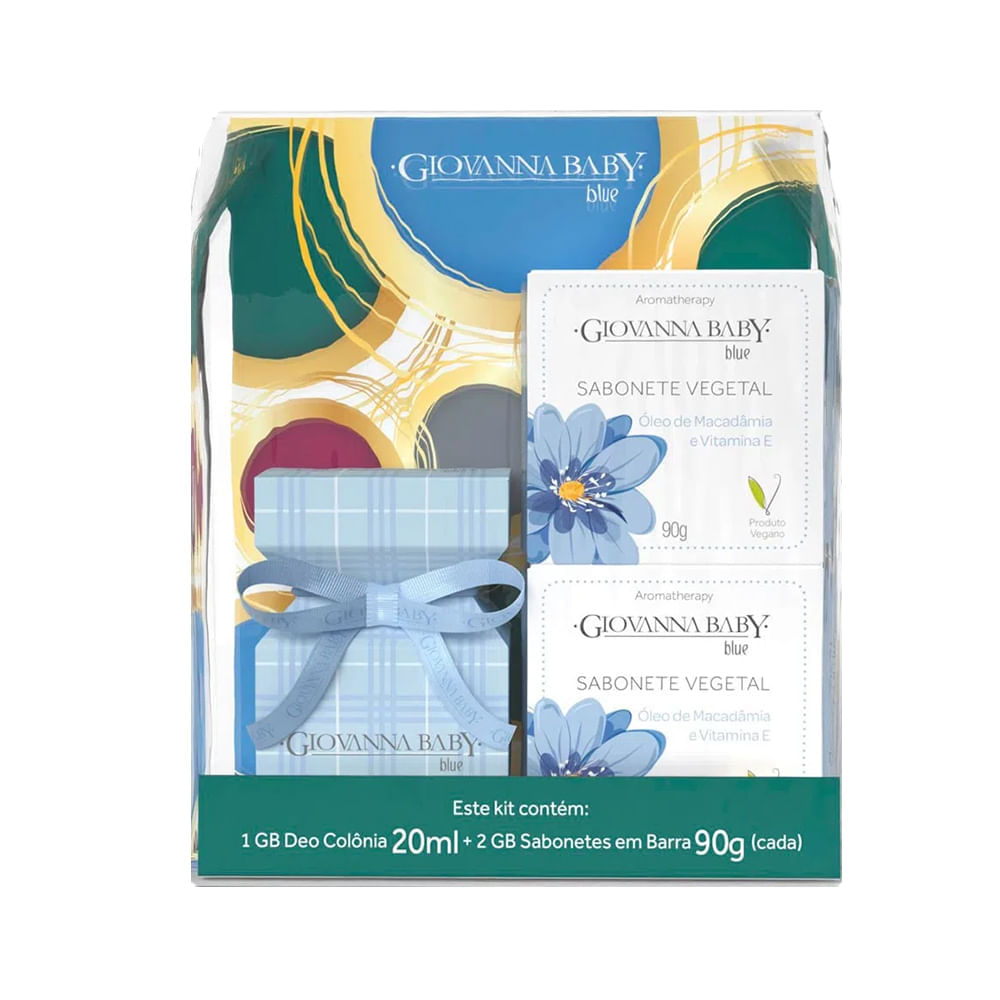 Kit Giovanna Baby Deo Colônia Blue 20ml + 2 Sabonete 90g