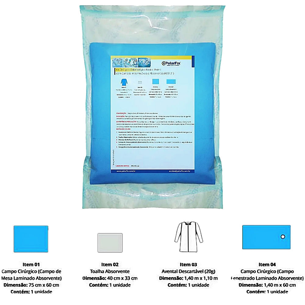 Kit Cirúrgico Odontológico Básico Estéril PolarFix