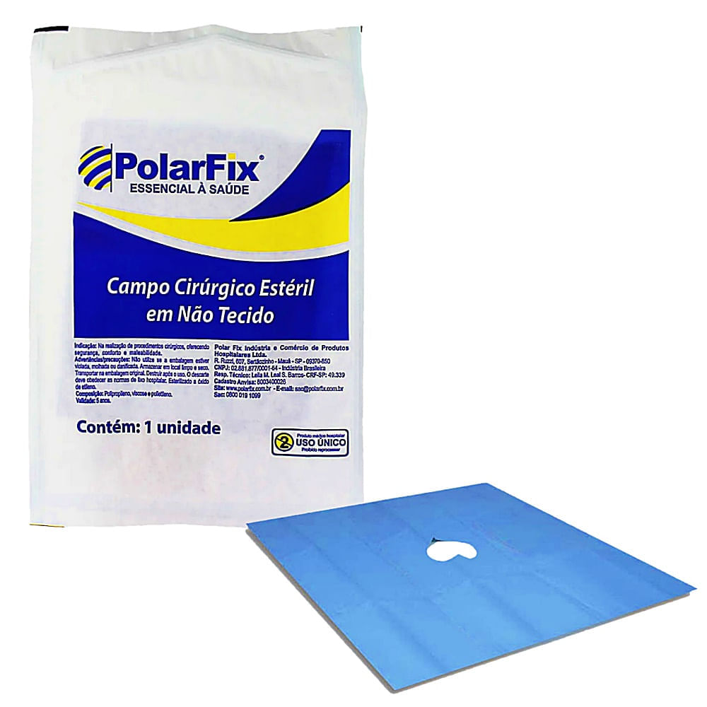 Campo Cirúrgico TNT PolarFix Fenestrado 40X40cm Estéril