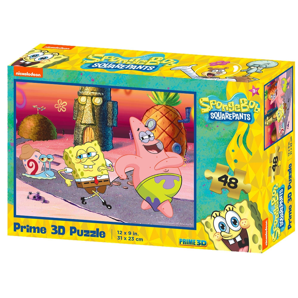 Quebra Cabeça 3D Bob Esponja e Patrick Multikids 48 Peças BR2109