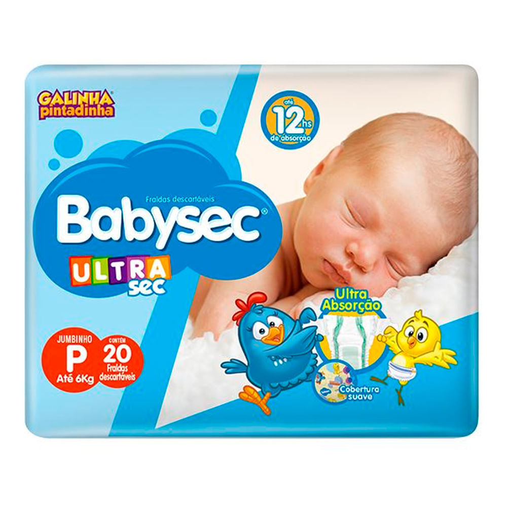 Fralda Descartável Babysec Galinha Pintadinha Ultra Jumbinho P 20 Tiras