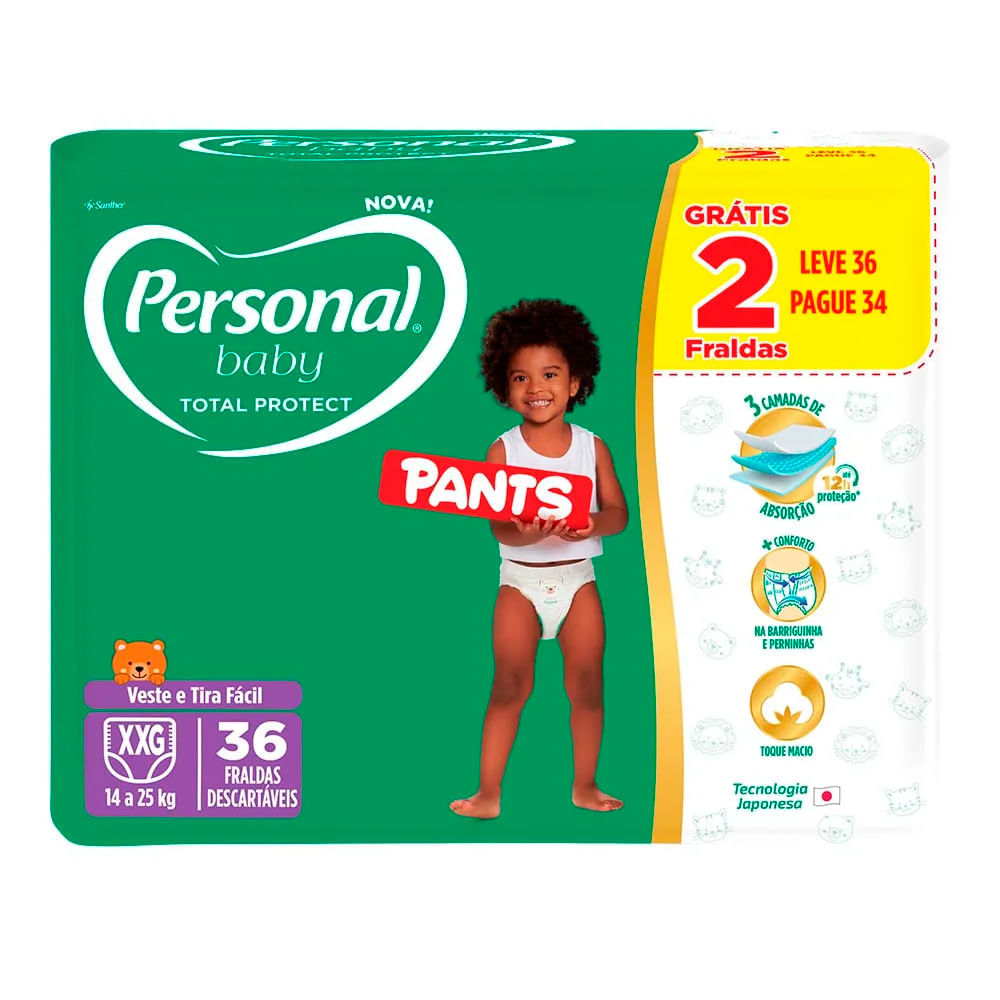 Fralda Descartável Personal Baby Pants Xxg Com 36 Unidades