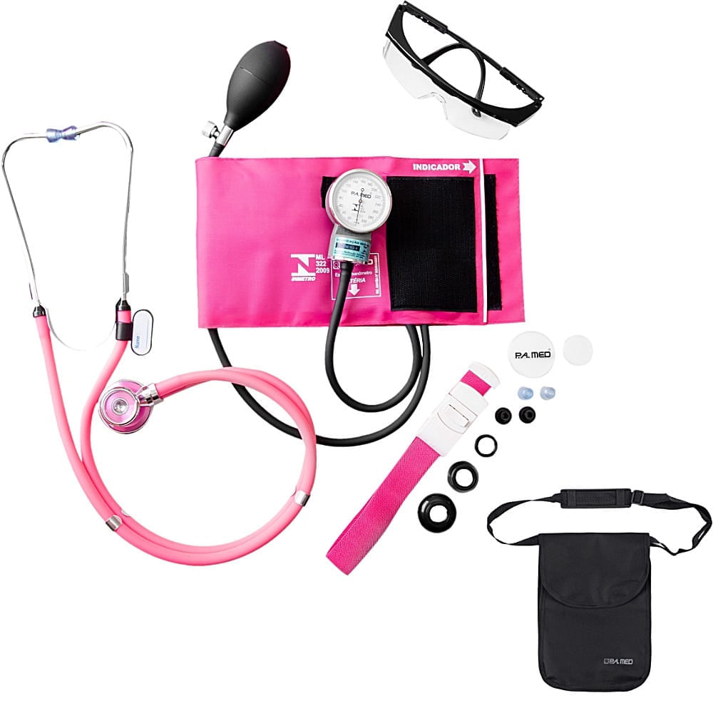 Kit Acadêmico Kpa251 P.a. Med - Rosa - Com Bolsa Ergonômica Preta