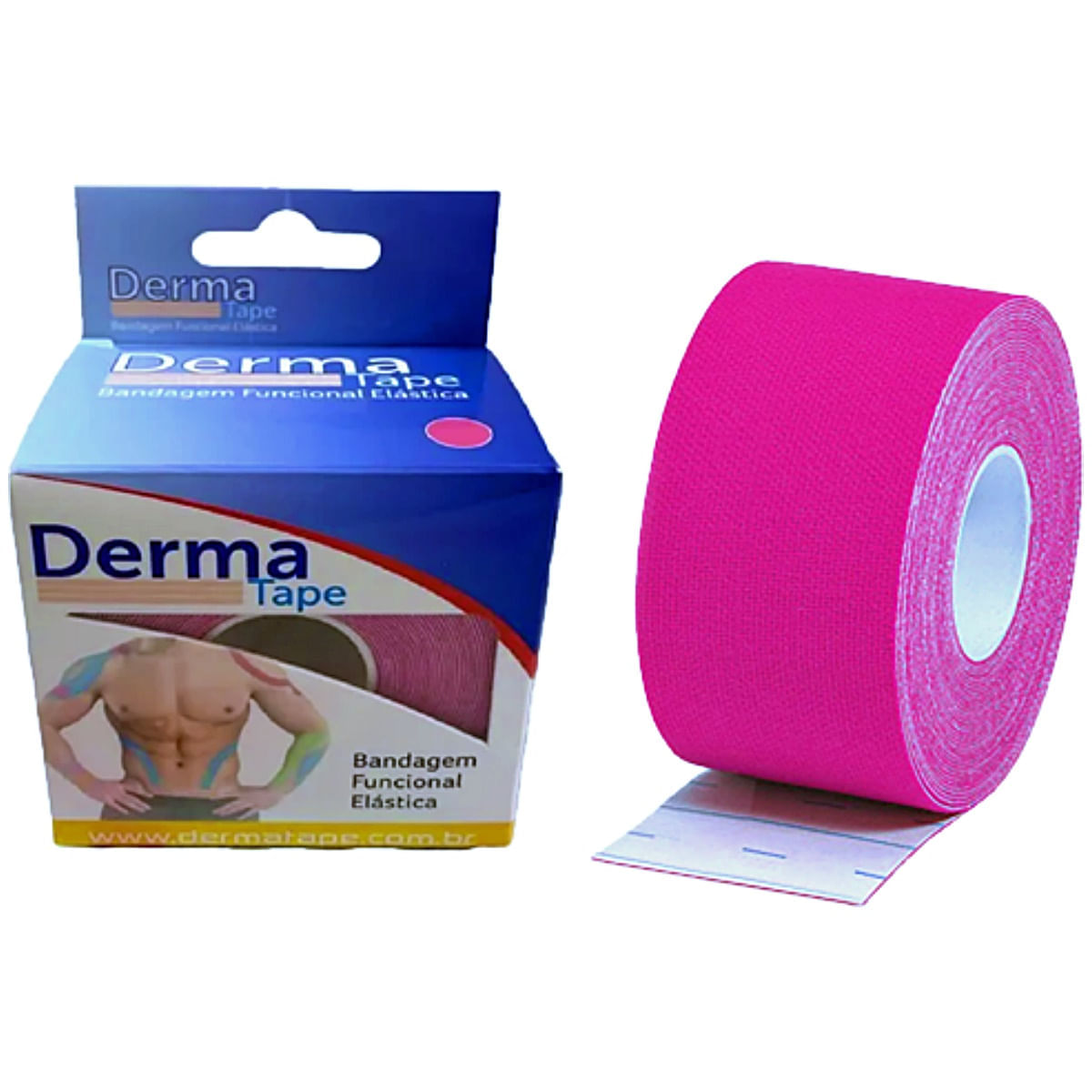 Bandagem Elástica Kinesio DermaTape 5mX5cm Rosa