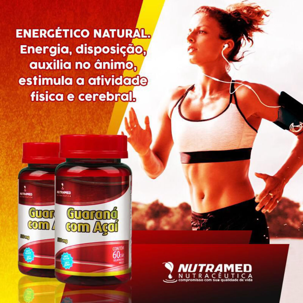 Energético Natural Guaraná e Açaí Com 60 Cápsulas