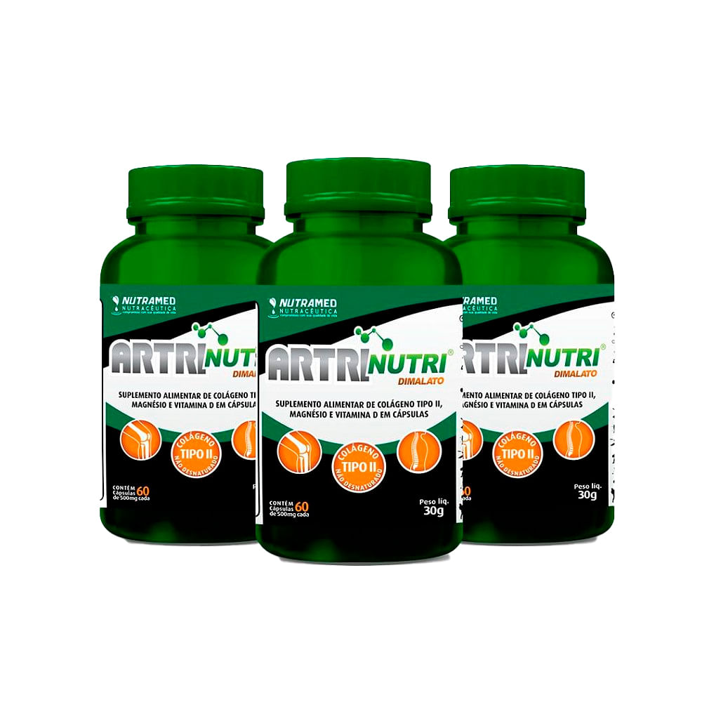 Suplemento Alimentar Artrinutri Dimalato Com 60 Cápsulas Kit Com 3 Unidades