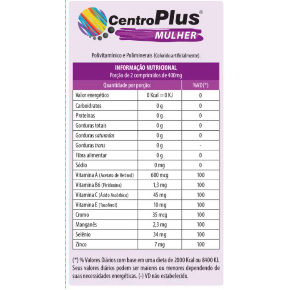 Polivitamíico Centroplus Mulher 30 comprimidos