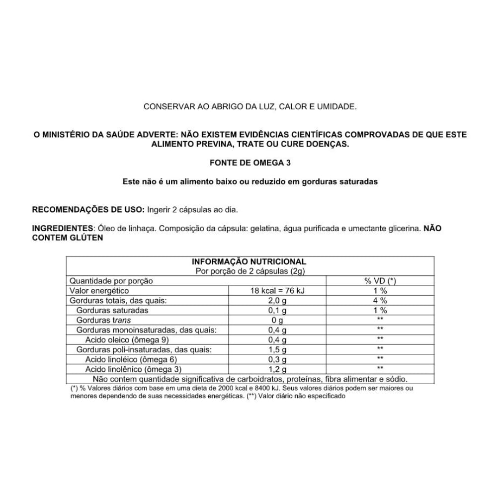 Óleo de Linhaça 60 Cápsulas