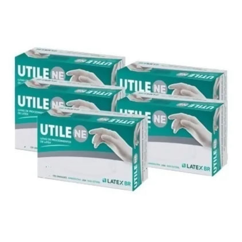 Kit 5 Caixas Luva Não Cirúrgica Látex com Pó com 100 Unidades Tamanho P 100