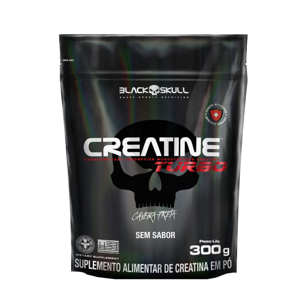 CREATINE TURBO SEM SABOR POUCHS BLACK SKULL 300G