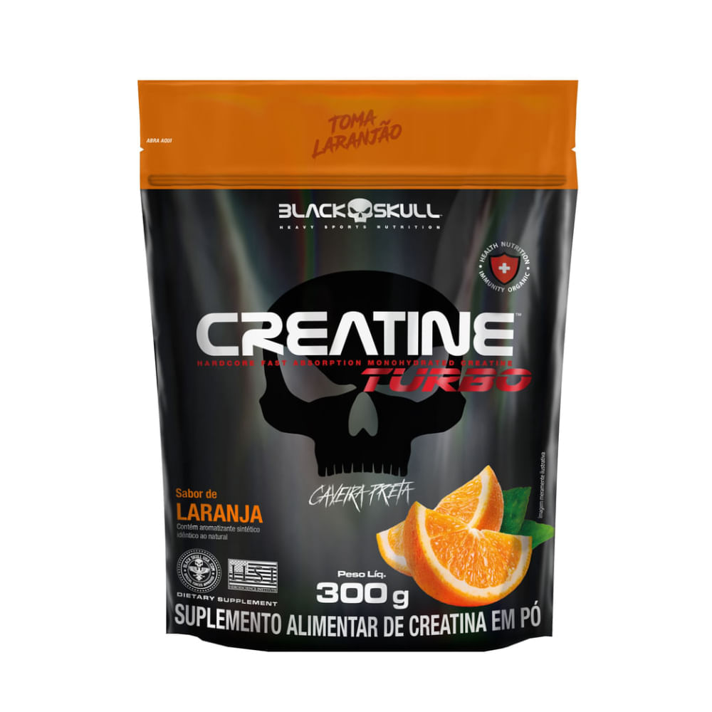 CREATINE TURBO POUCHS BLACK SKULL 300G  LARANJA