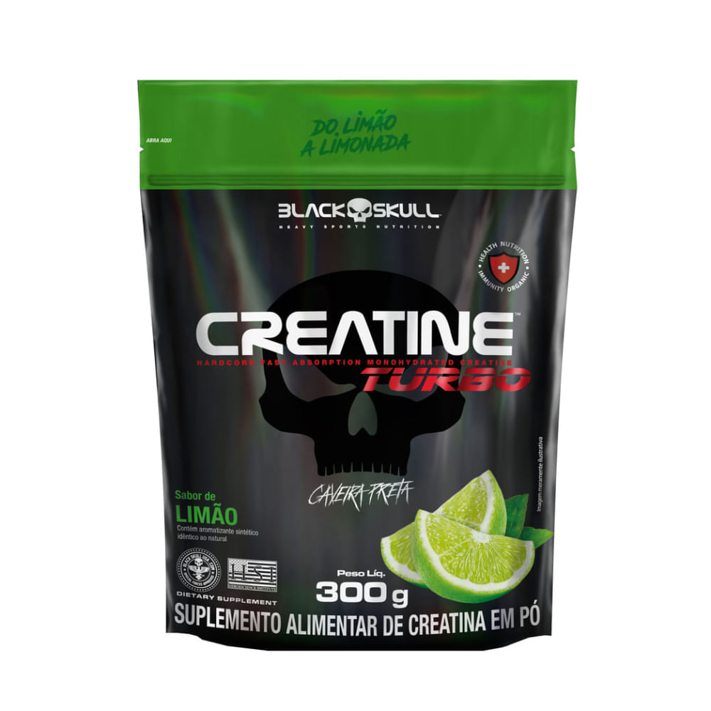 Creatine Turbo Limão Pouchs Black Skull 300g