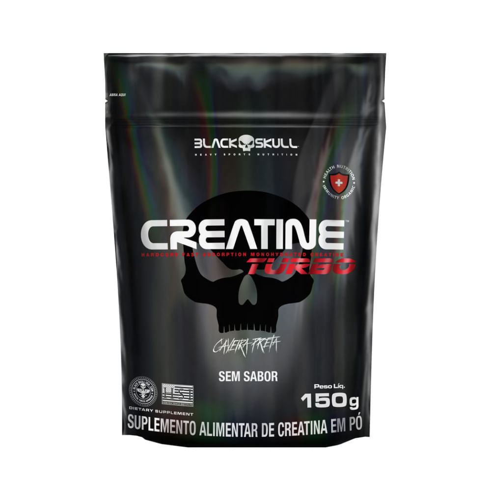 CREATINE TURBO POUCHS BLACK SKULL 150G SEM SABOR
