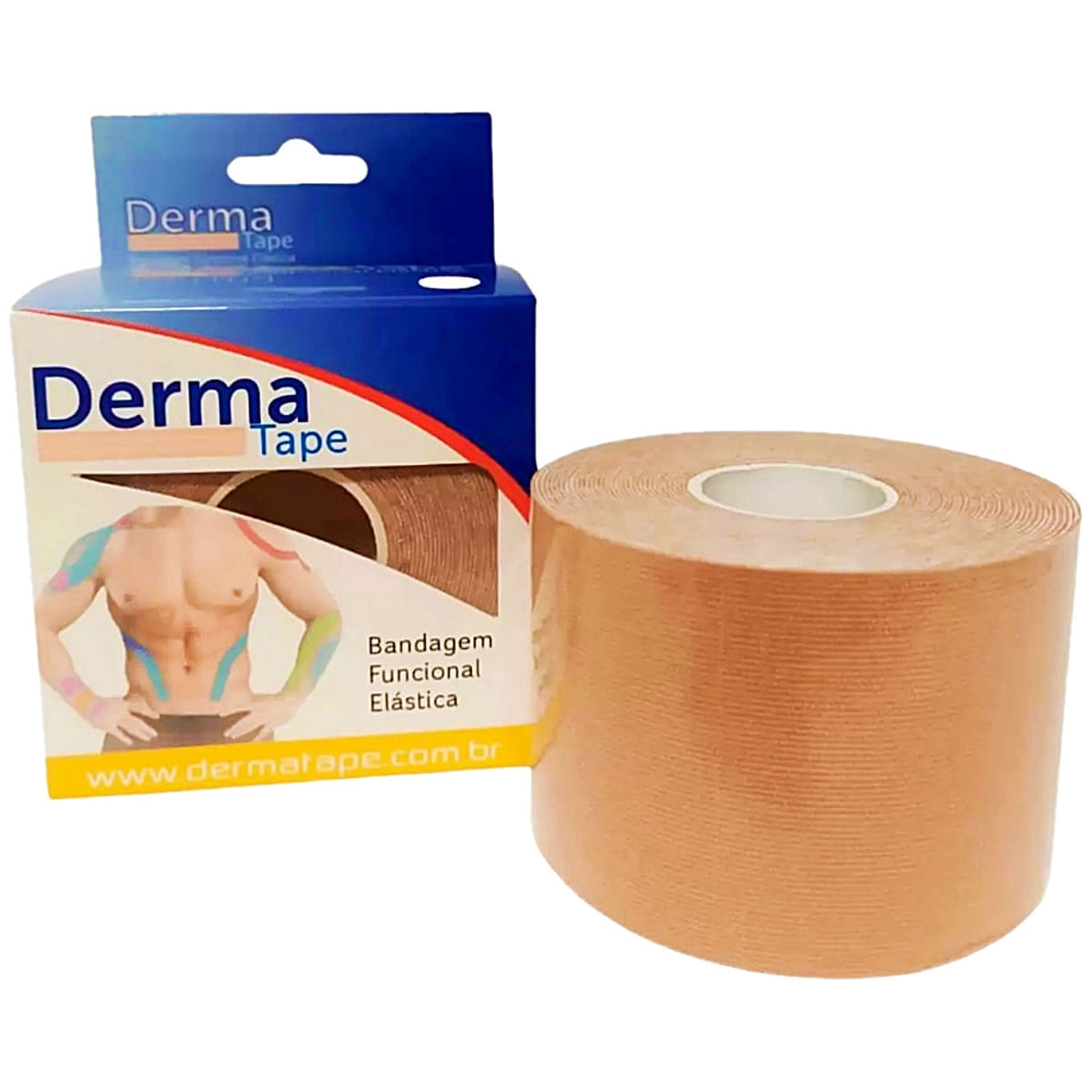 Bandagem Elástica Kinesio DermaTape 5mX5cm Bege