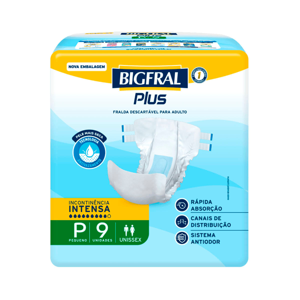 Fralda Geriátrica Plus Bigfral Tamanho P 9 Unidades