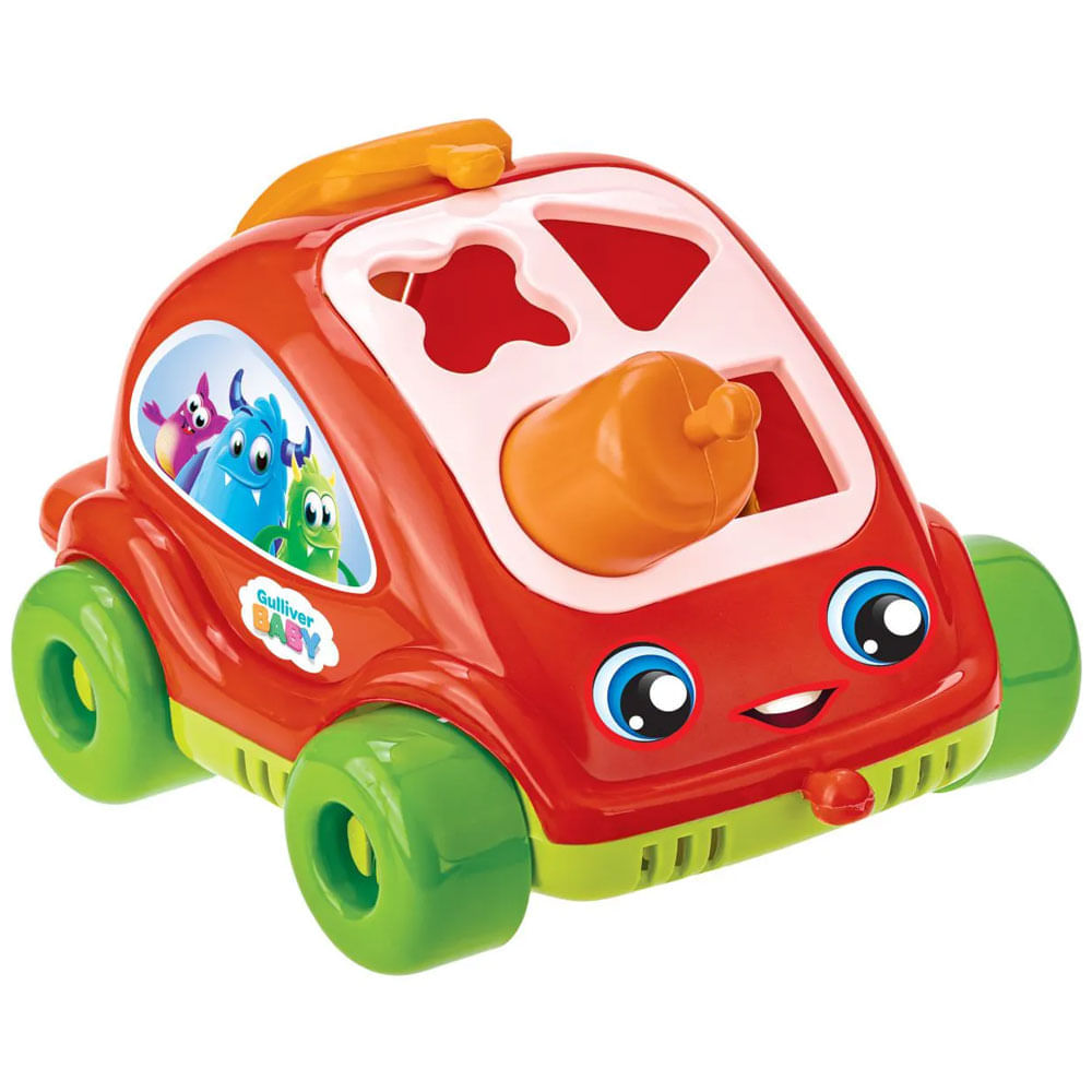 Carrinho Encaixe as Formas Monstrinhos Vermelho Gulliver