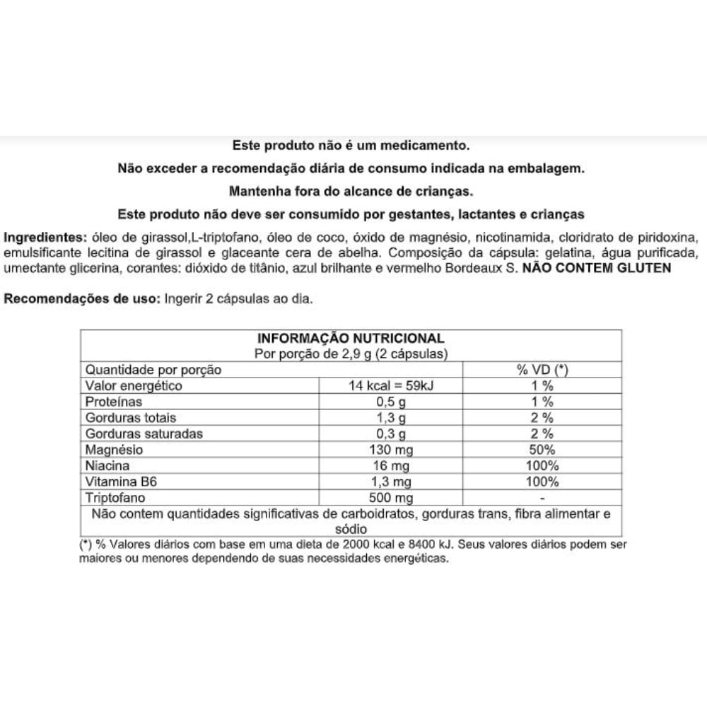 Triptofano Vit. B3, B6 e Magnésio Kit com 5 unidades