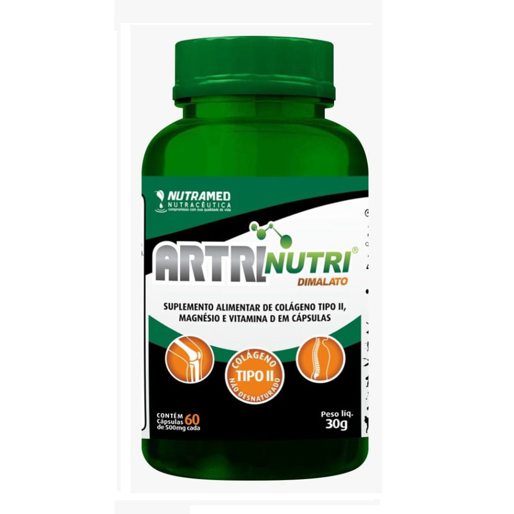 Colágeno Tipo 2 Magnésio Vitamina D3 Artrinutri Dimalato Com 60 Cápsulas