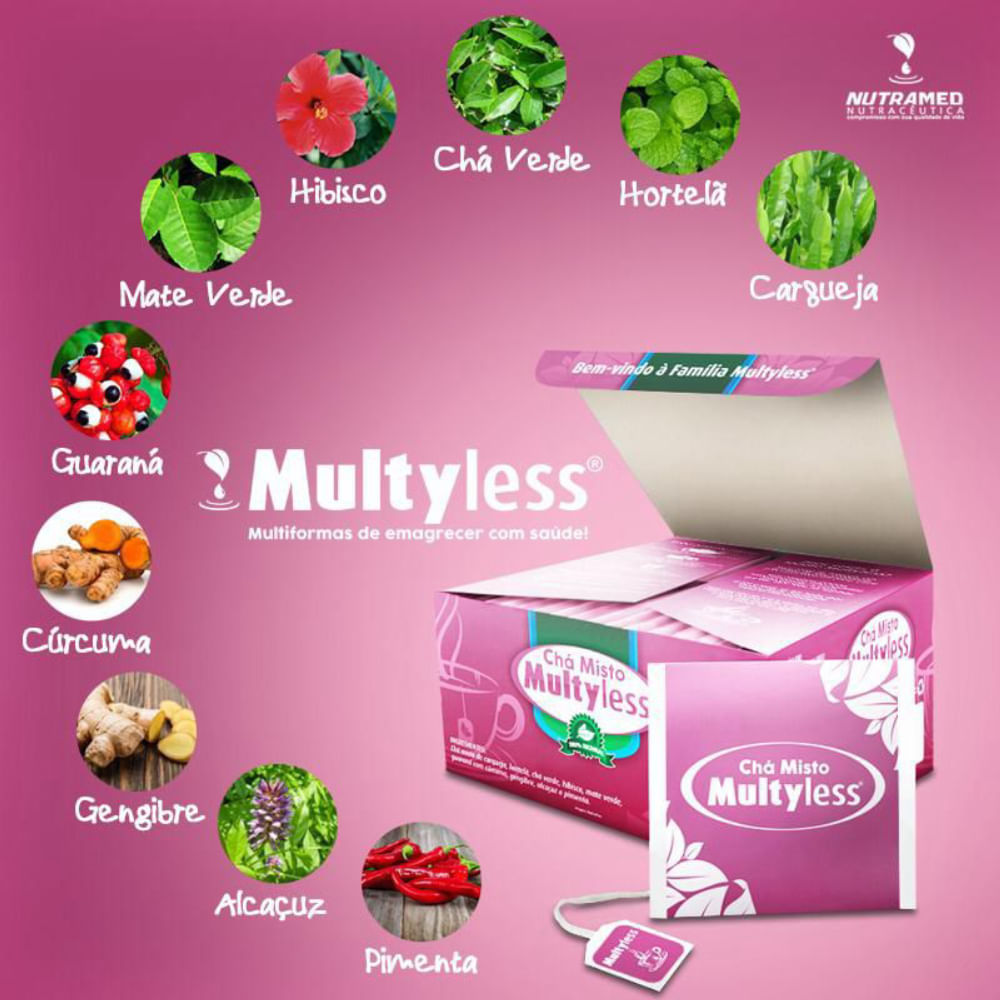 Chá Misto Multyless Nutramed Com 60 Sachês