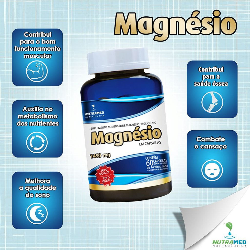 Magnésio Bisglicinato Nutramed Com 60 Cápsulas