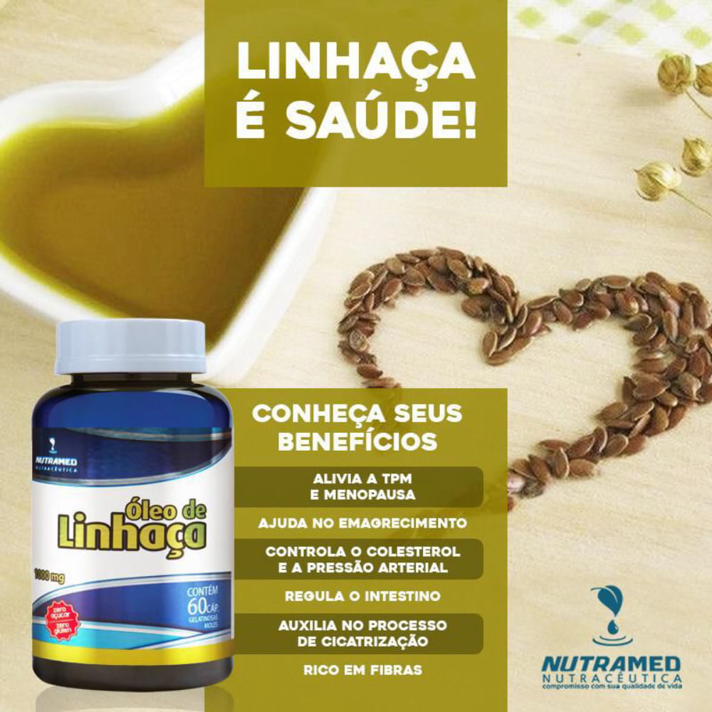 Óleo de Linhaça Nutramed Com 120 Cápsulas
