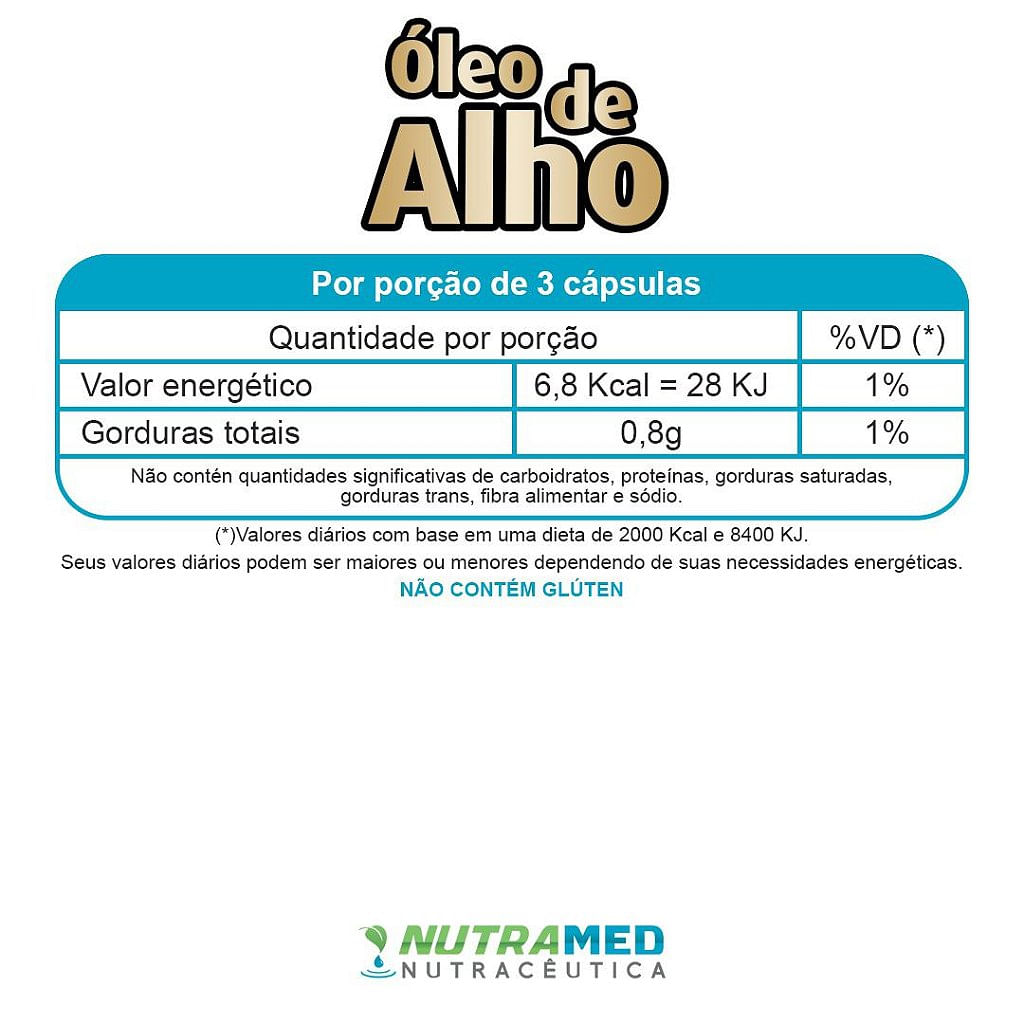 Óleo de Alho Nutramed Com 90 cápsulas