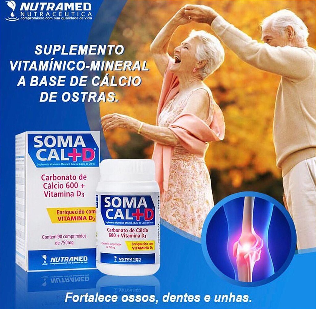 Suplemento Soma Cal + D Nutramed Com 90 comprimidos